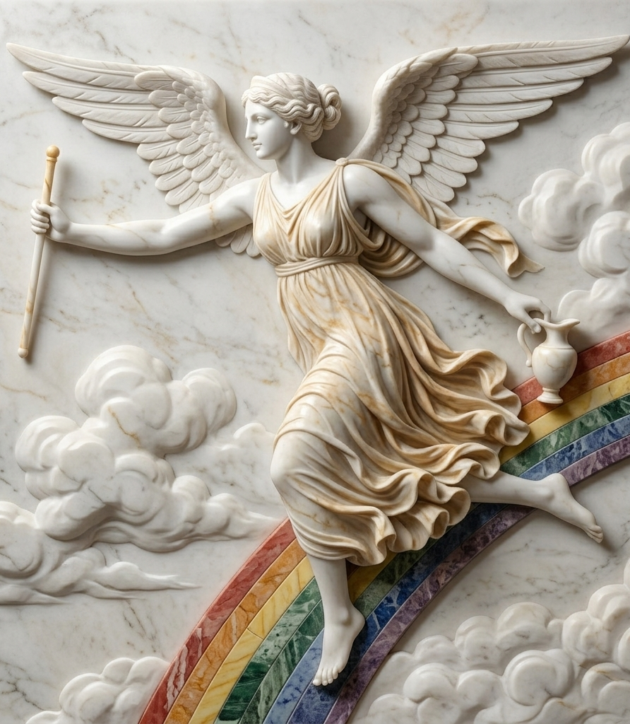 Iride in marmo con arcobaleno